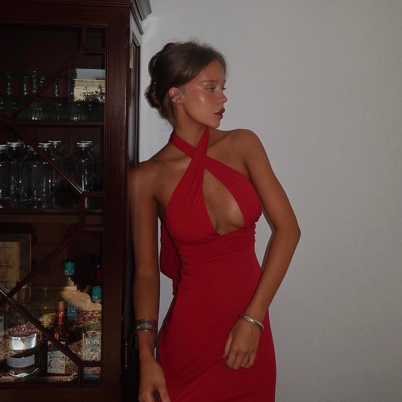 Darcelle Halter Mini Dress - Red / S - Be My Shine