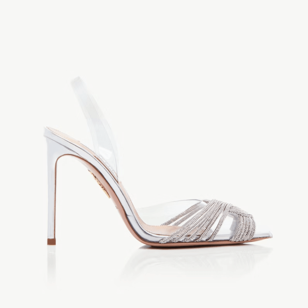 Davina Rhinestone Pointed Toe Crystal Clear Heels - Rose / 5 - Be My Shine