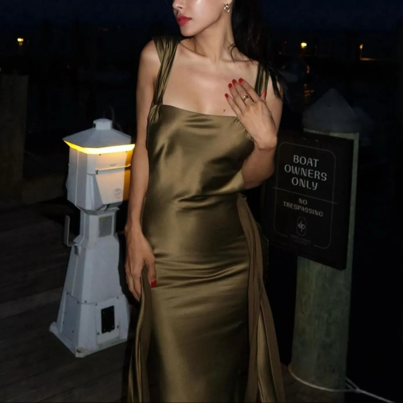 Modern Edge Slip Satin Maxi Dress - black / s - Be My Shine