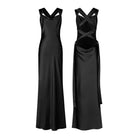 Modern Edge Slip Satin Maxi Dress - black / s - Be My Shine