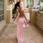 Modern Edge Slip Satin Maxi Dress - pink / l - Be My Shine