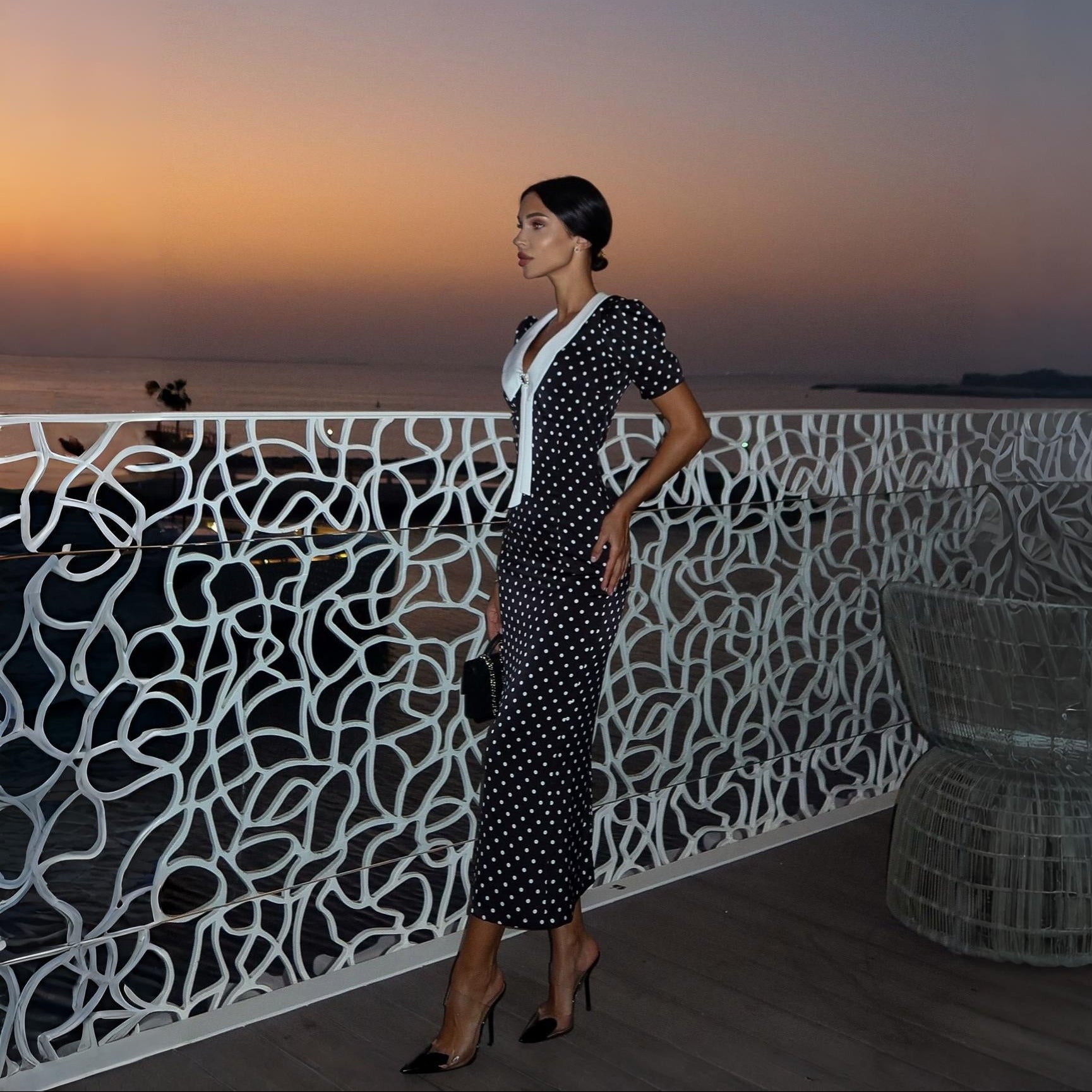 Eclipse Polka Dot Vintage Midi Dress Be My Shine