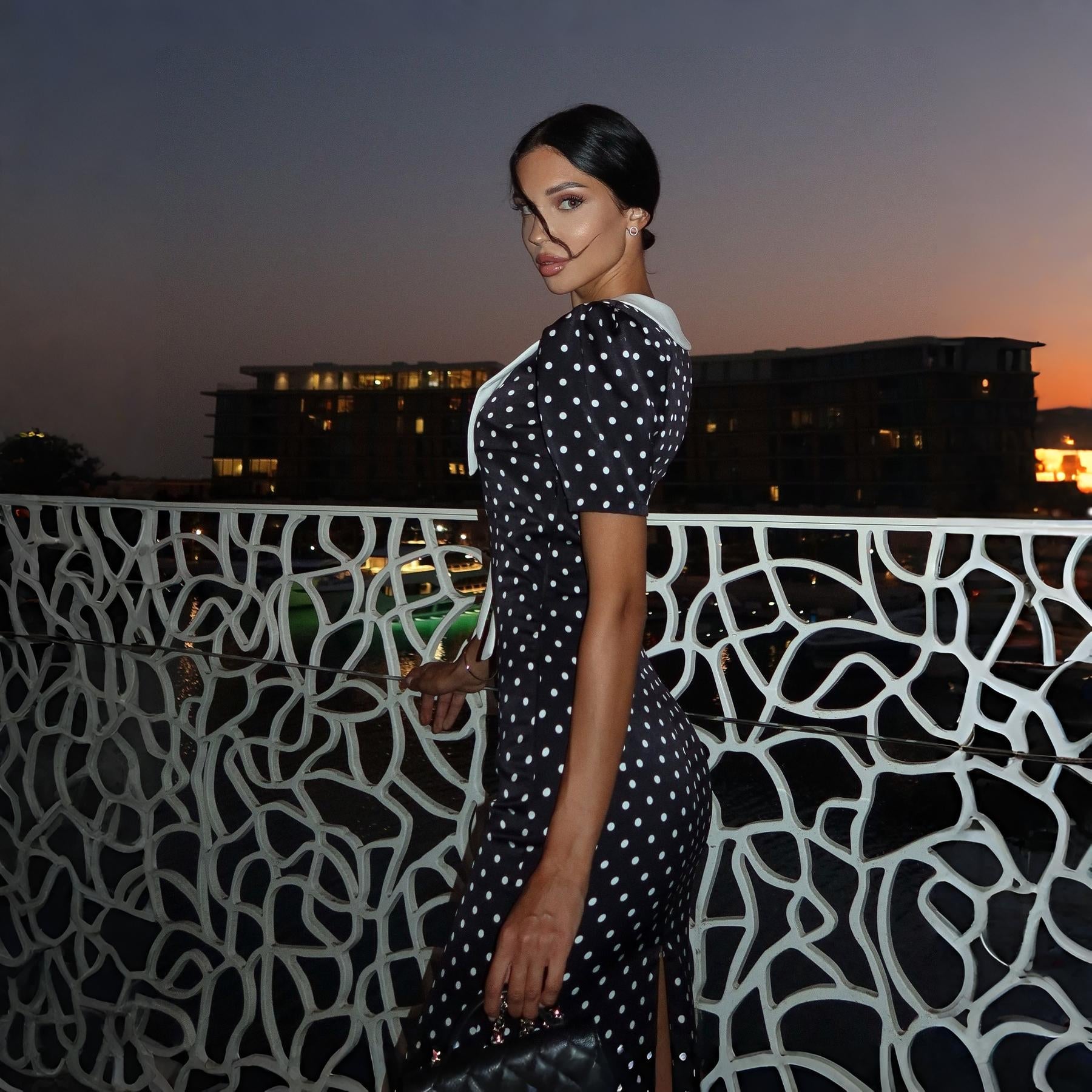 Eclipse Polka Dot Vintage Midi Dress Be My Shine