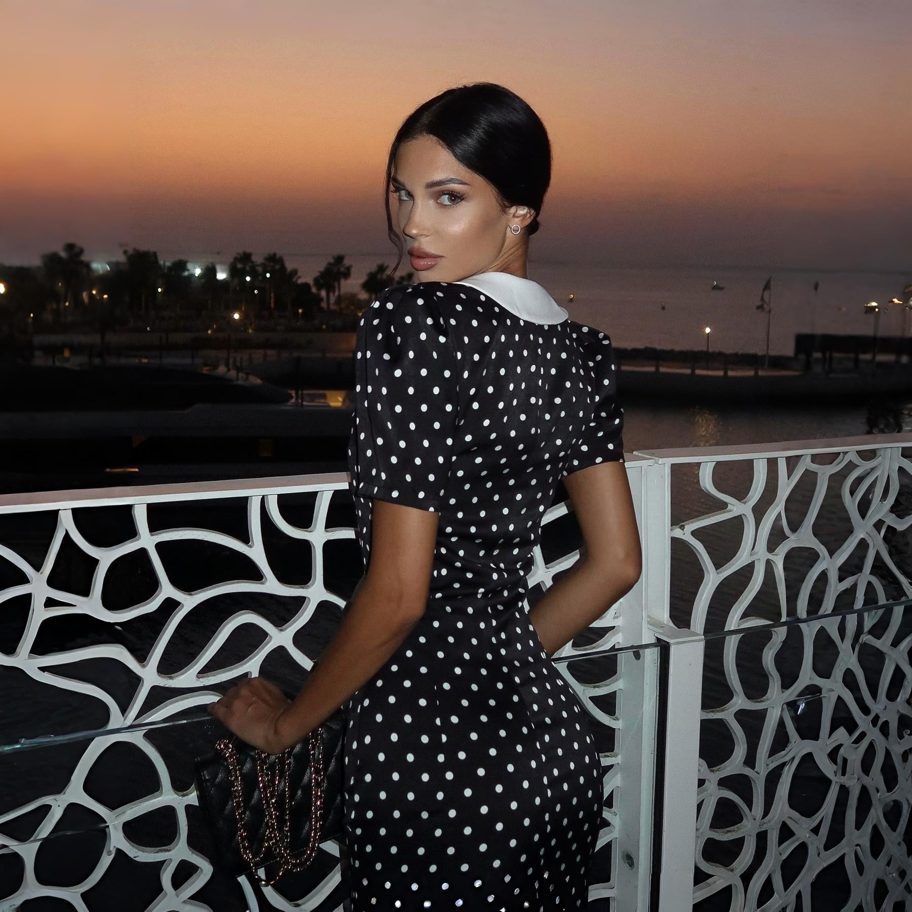 Eclipse Polka Dot Vintage Midi Dress Be My Shine