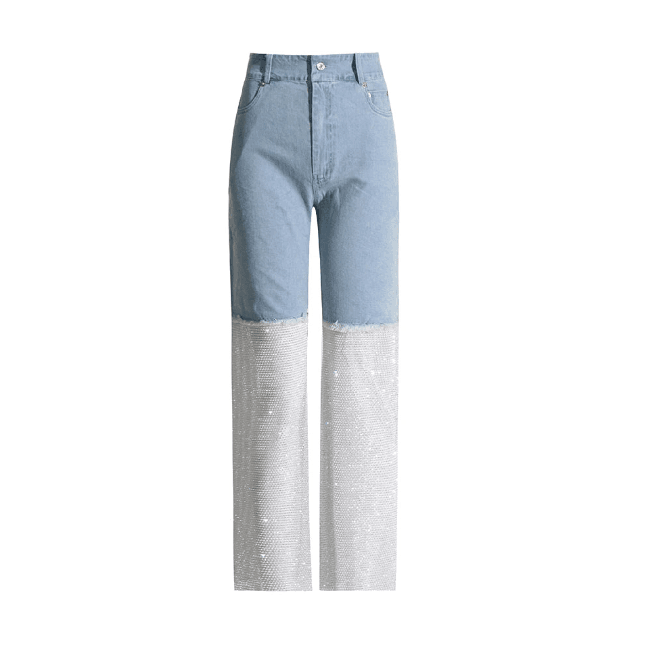 Emmanuelle Crystal Mesh Wide Leg Jeans - Blue / S - Be My Shine