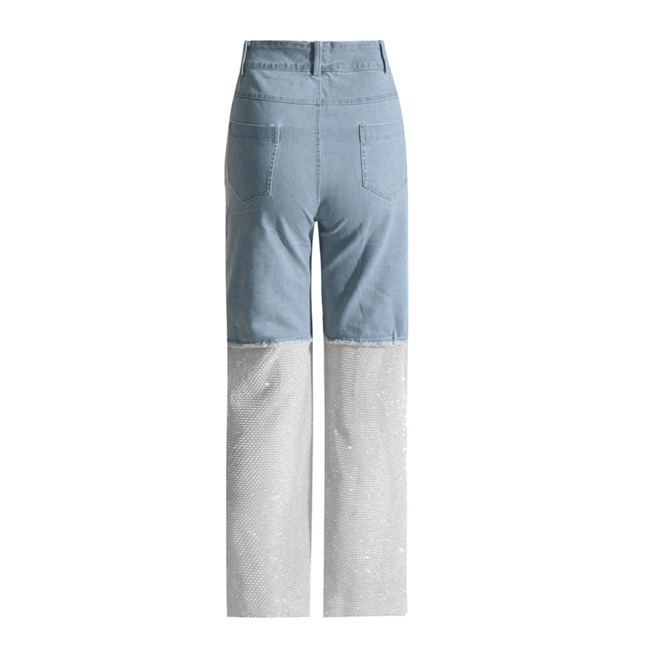 Emmanuelle Crystal Mesh Wide Leg Jeans - Blue / S - Be My Shine