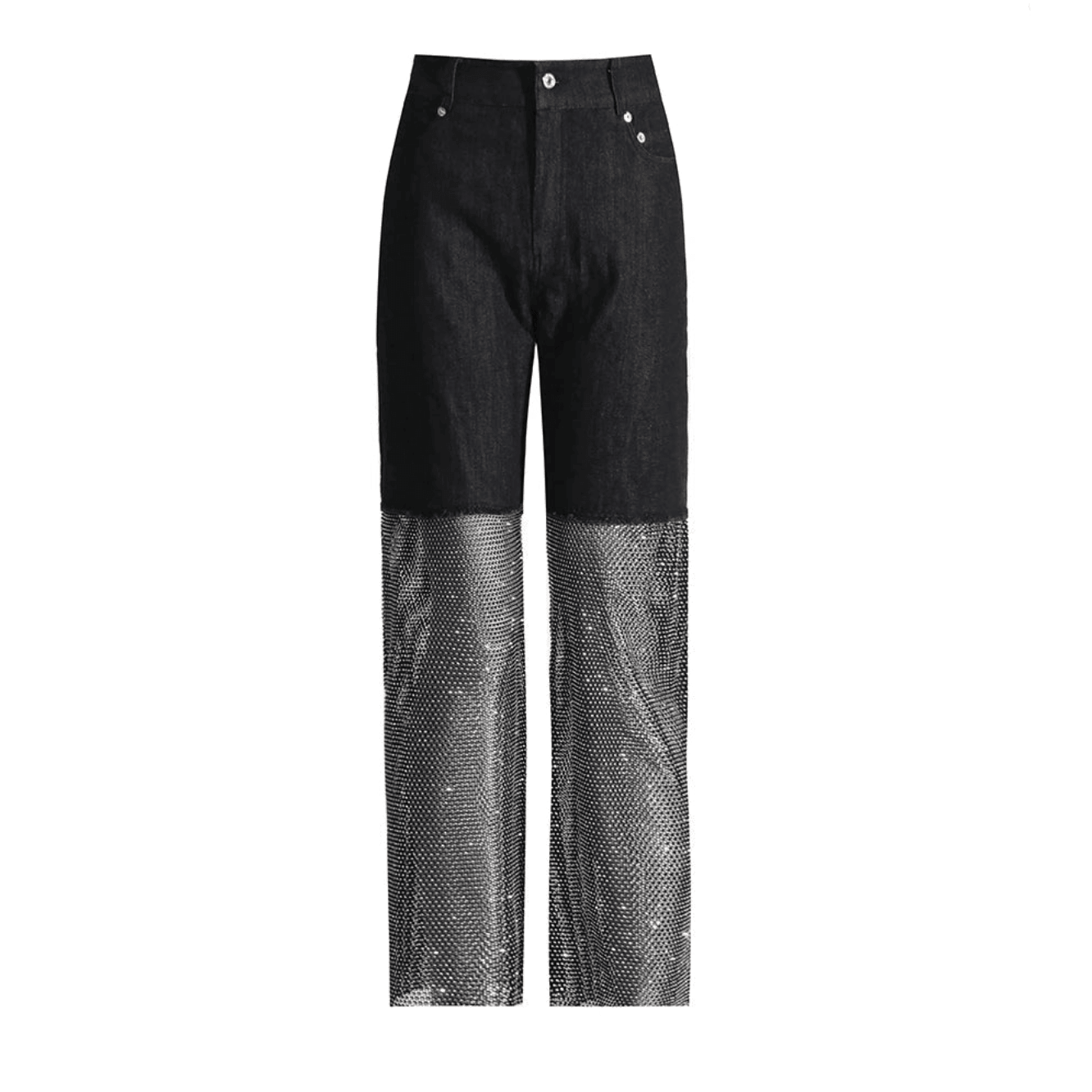 Emmanuelle Crystal Mesh Wide Leg Jeans - Blue / S - Be My Shine