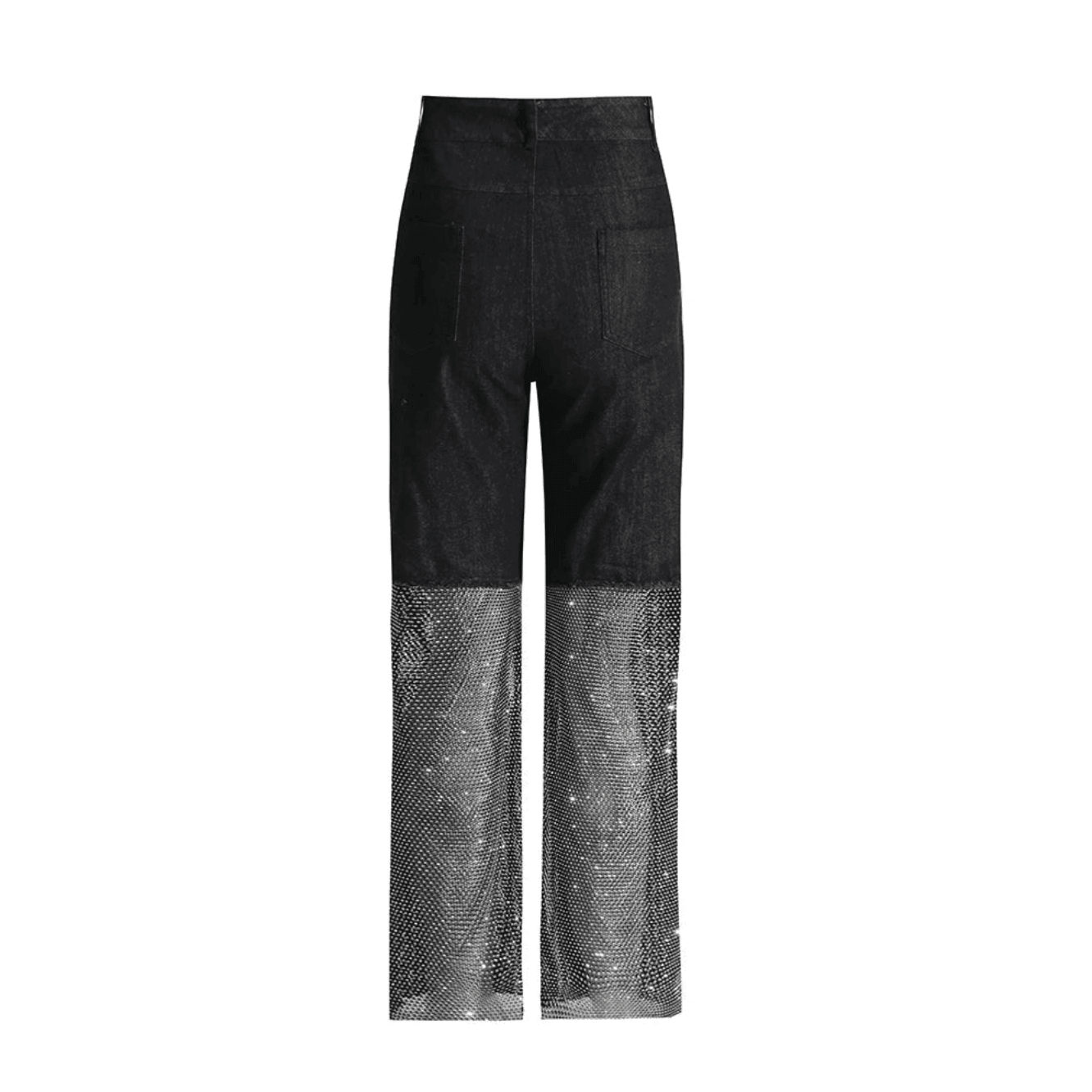 Emmanuelle Crystal Mesh Wide Leg Jeans - Blue / S - Be My Shine