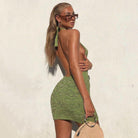 Estrella Backless Halter Neck Mini Dress - Green / XS - Be My Shine