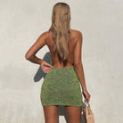 Estrella Backless Halter Neck Mini Dress - Green / XS - Be My Shine