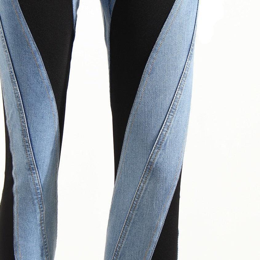 Faiza Two-Tone High Waist Jeans - Blue / S - Be My Shine