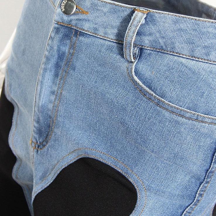 Faiza Two-Tone High Waist Jeans - Blue / S - Be My Shine