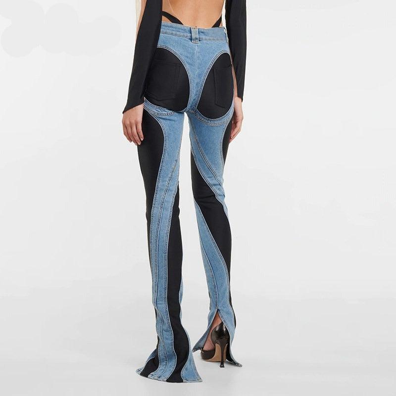 Faiza Two-Tone High Waist Jeans - Blue / S - Be My Shine