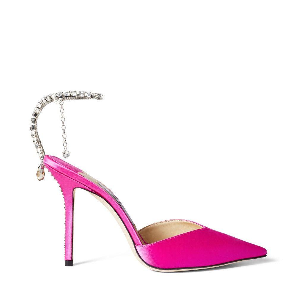 Fianna Crystal Chain Satin Heels - Rose / 4 - Be My Shine
