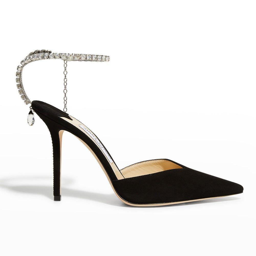 Fianna Crystal Chain Satin Heels - Rose / 4 - Be My Shine