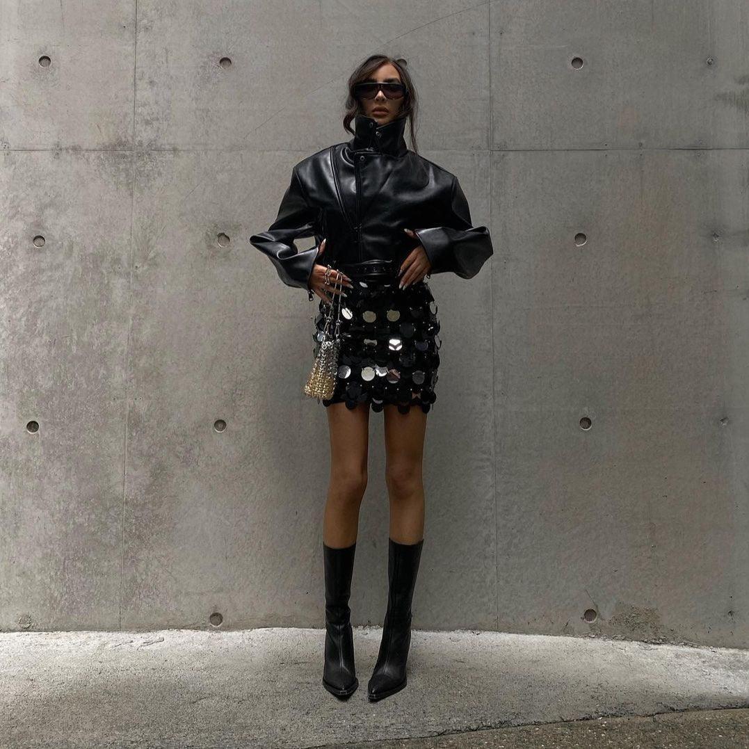 Galena Sequin Embellished Mini Skirt - Black / XS - Be My Shine