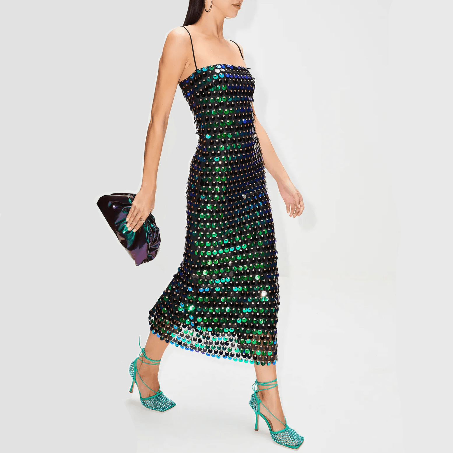 Hanan Hologram Sequin Midi Dress - Green / S - Be My Shine