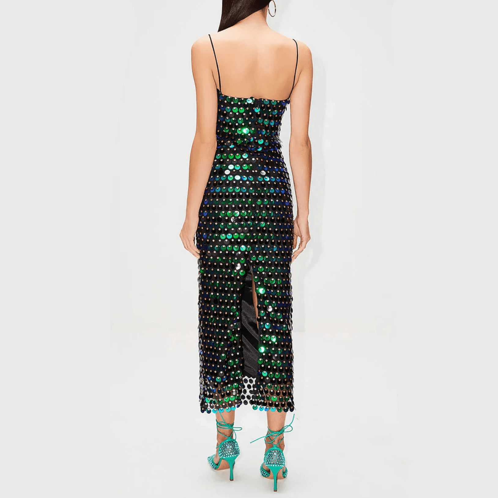 Hanan Hologram Sequin Midi Dress - White / S - Be My Shine