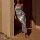 Hanan Hologram Sequin Midi Dress - White / S - Be My Shine