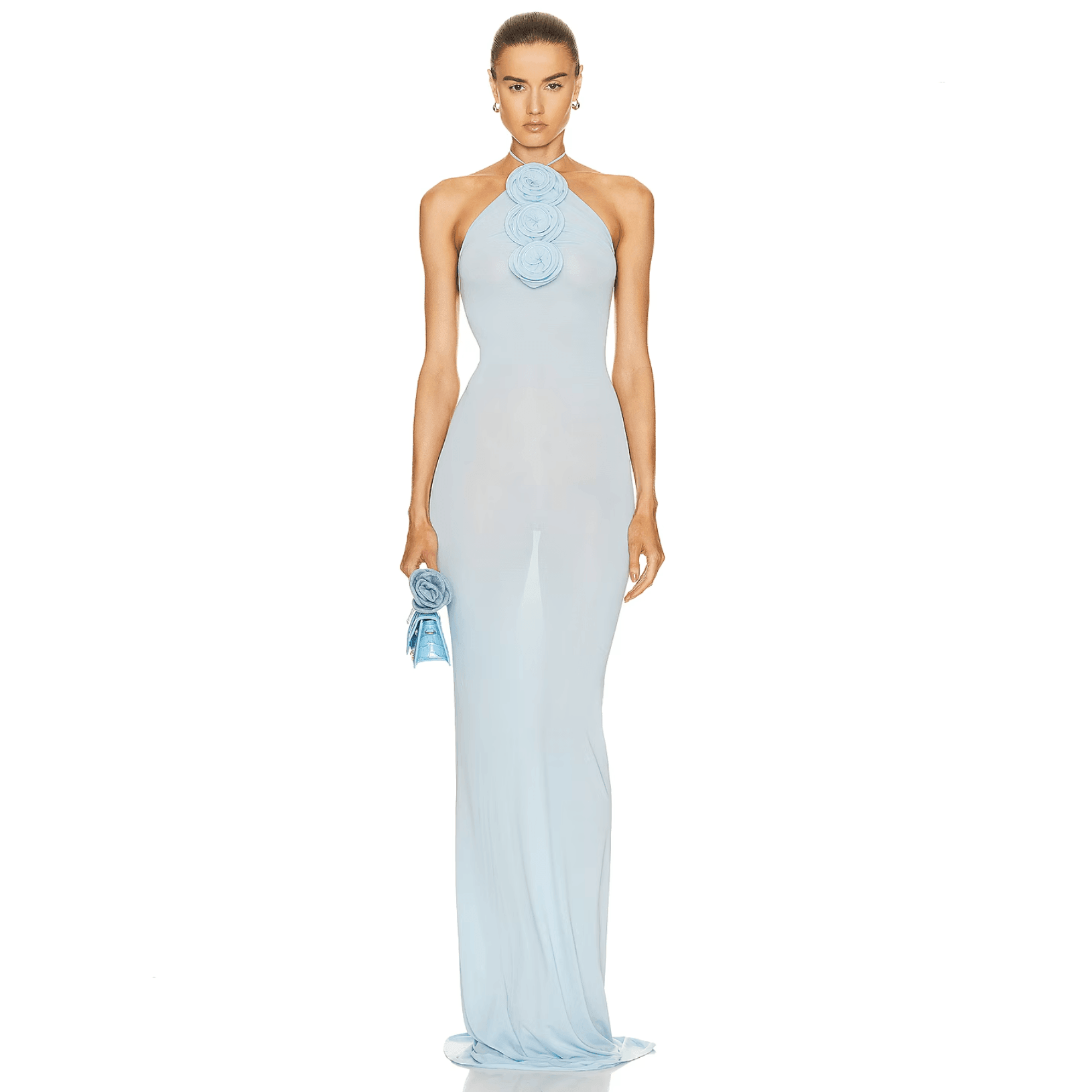 Harlow Blue Mesh Maxi Dress - Sky Blue / XS - Be My Shine