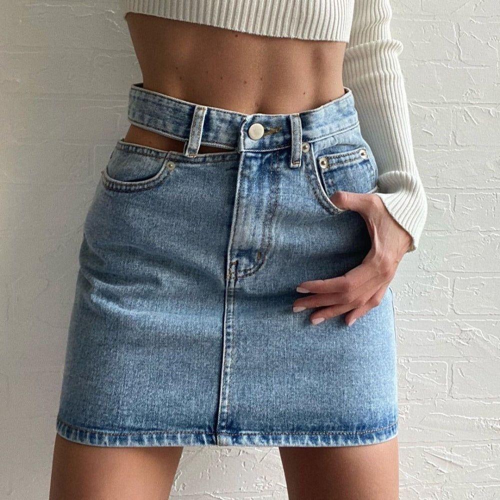 Henrietta Denim Casual High Waist Mini Skirt - S / Blue - Be My Shine