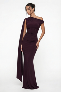 Selma Drape Maxi Dress – Plum