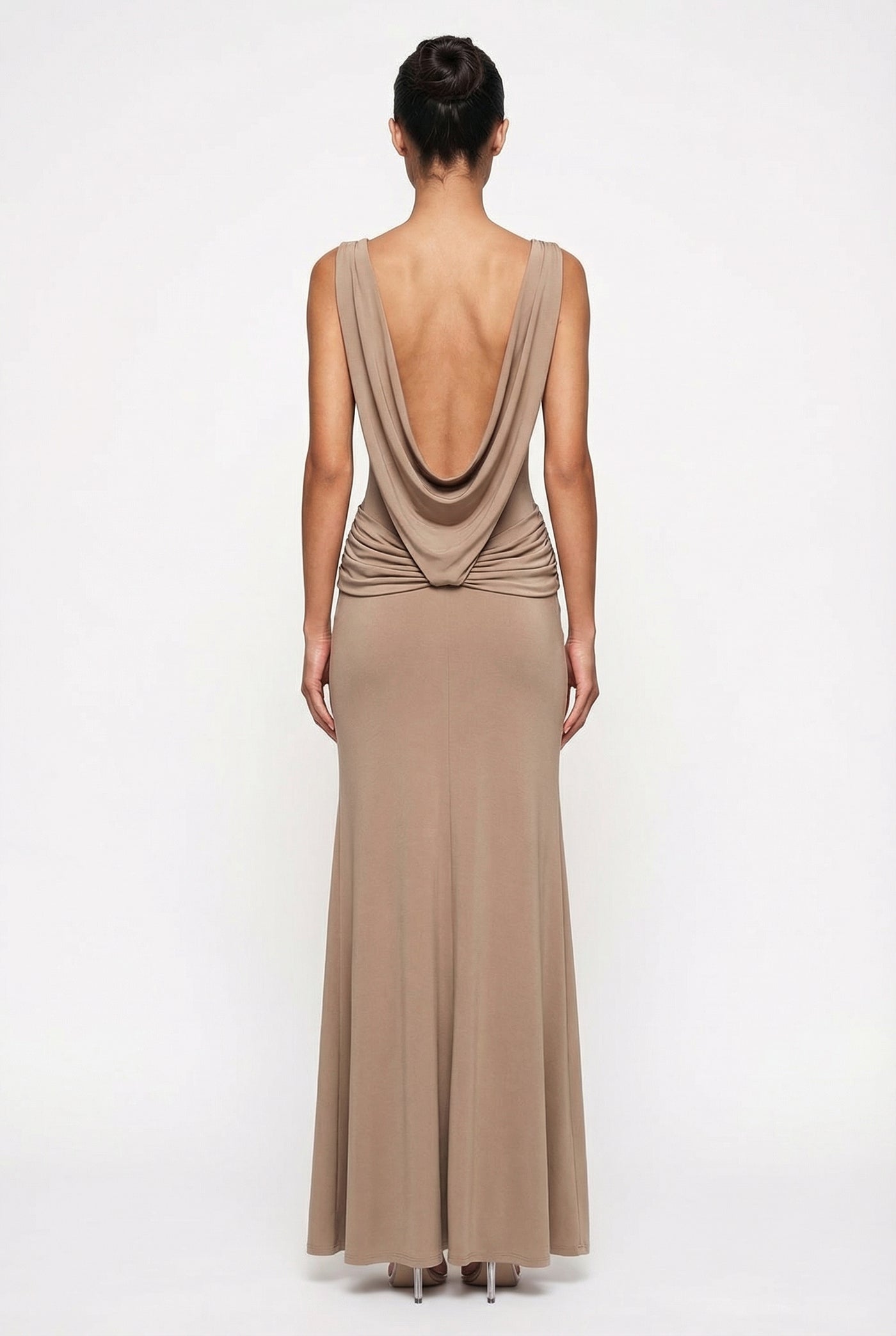 Corey Draped Open-Back Maxi Dress – Khaki