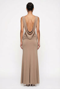 Corey Draped Open-Back Maxi Dress – Khaki