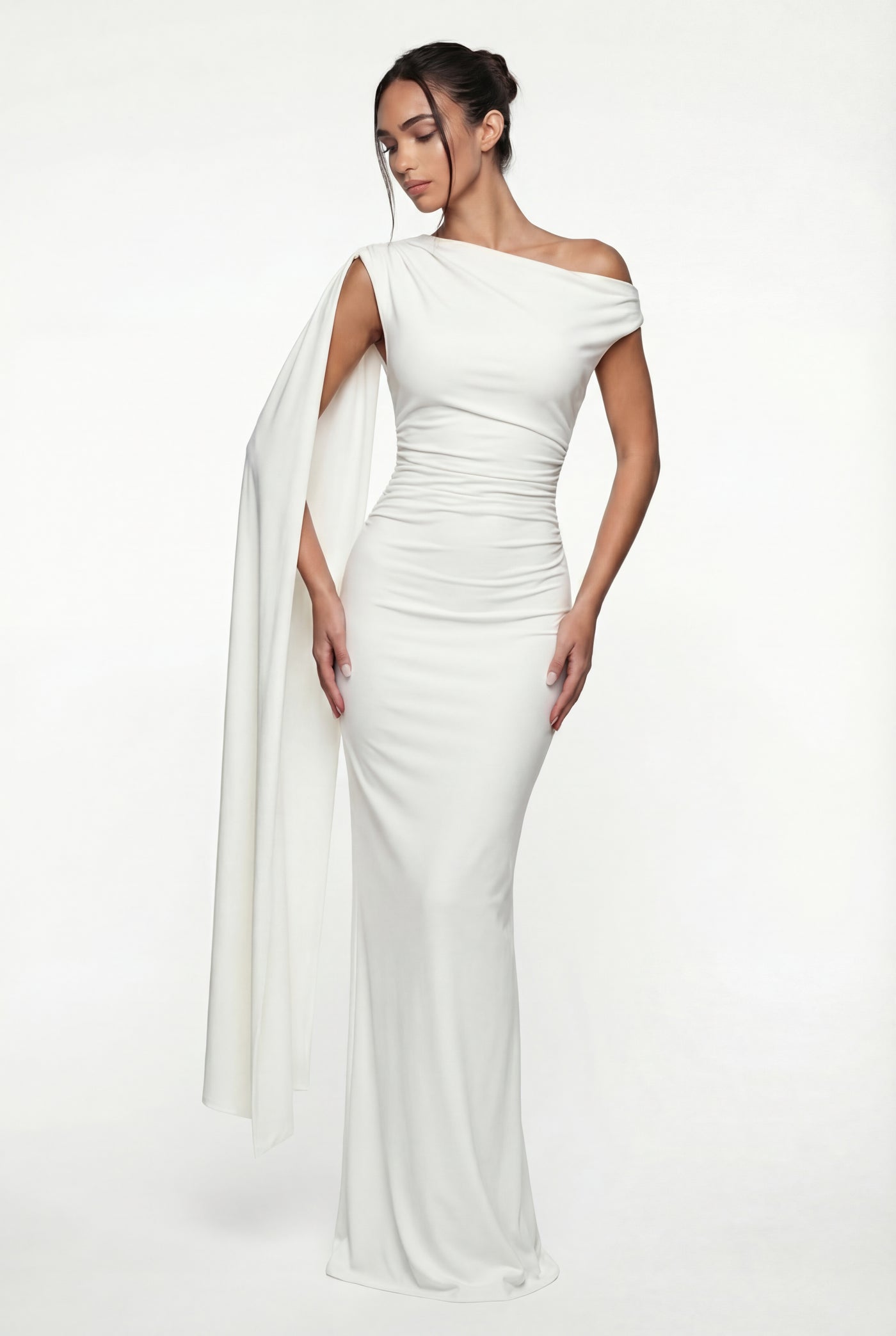 Selma Drape Maxi Dress – White
