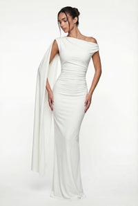 Selma Drape Maxi Dress – White