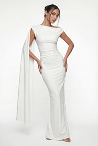 Selma Drape Maxi Dress – White