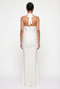 Amandine Halter Sculpt Maxi Dress - White