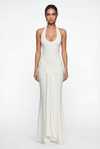 Amandine Halter Sculpt Maxi Dress - White