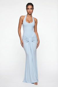 Amandine Halter Sculpt Maxi Dress - Blue