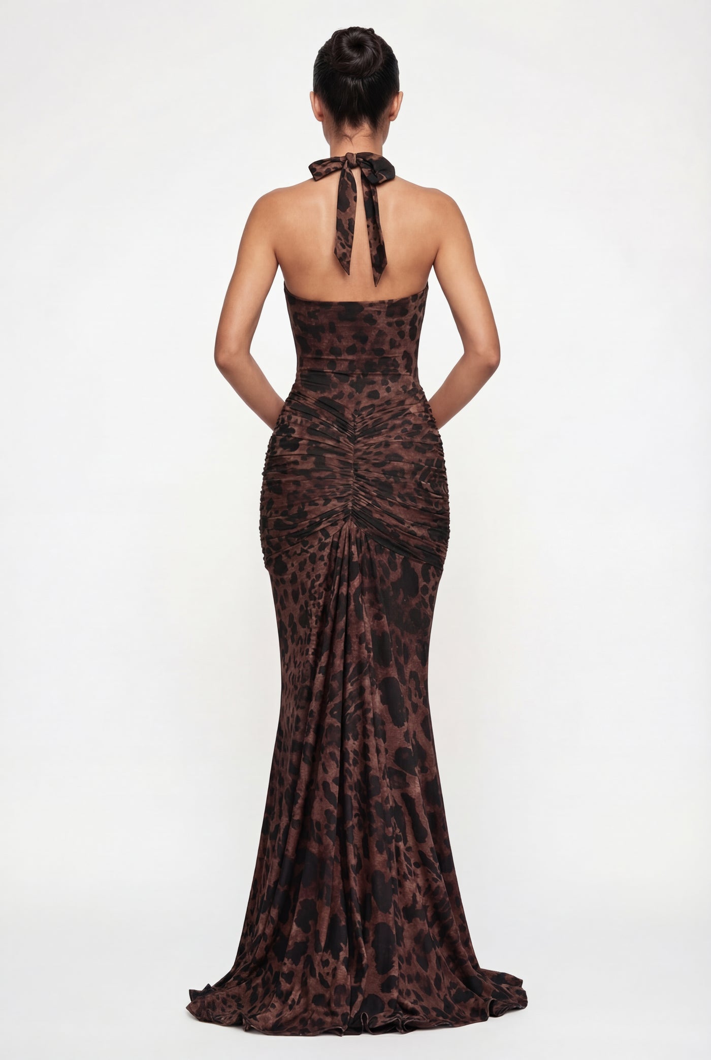 Norah Ruched Maxi Dress - Leopard
