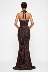 Norah Ruched Maxi Dress - Leopard