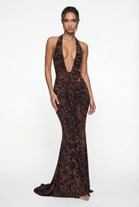 Norah Ruched Maxi Dress - Leopard