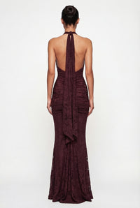 Lorrie Halter Maxi Dress – Brown