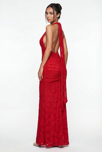 Lorrie Halter Maxi Dress – Red