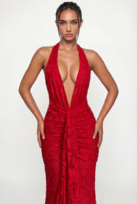 Lorrie Halter Maxi Dress – Red