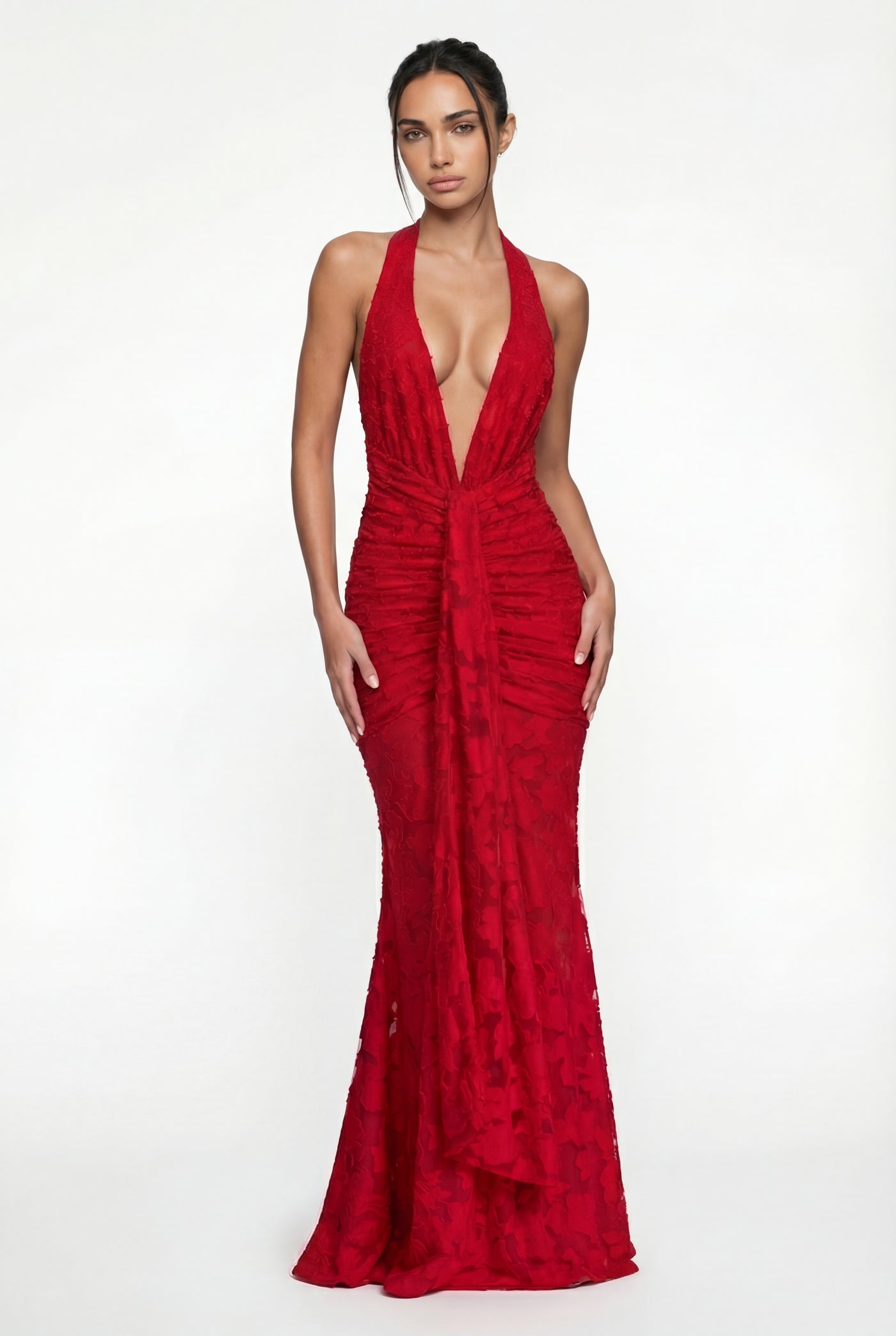 Lorrie Halter Maxi Dress – Red
