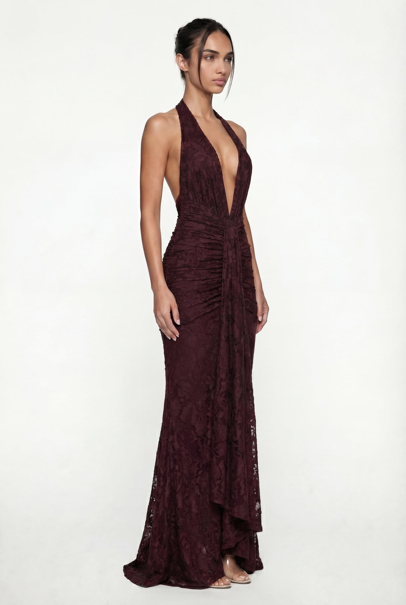 Lorrie Halter Maxi Dress – Brown