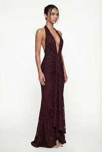 Lorrie Halter Maxi Dress – Brown