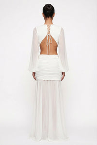 Raya Ruched Cut-Out Maxi Dress – White