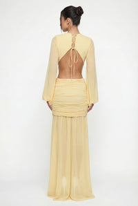 Raya Ruched Cut-Out Maxi Dress – Yellow