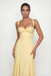 Jasiel Corset Back Maxi Dress – Yellow