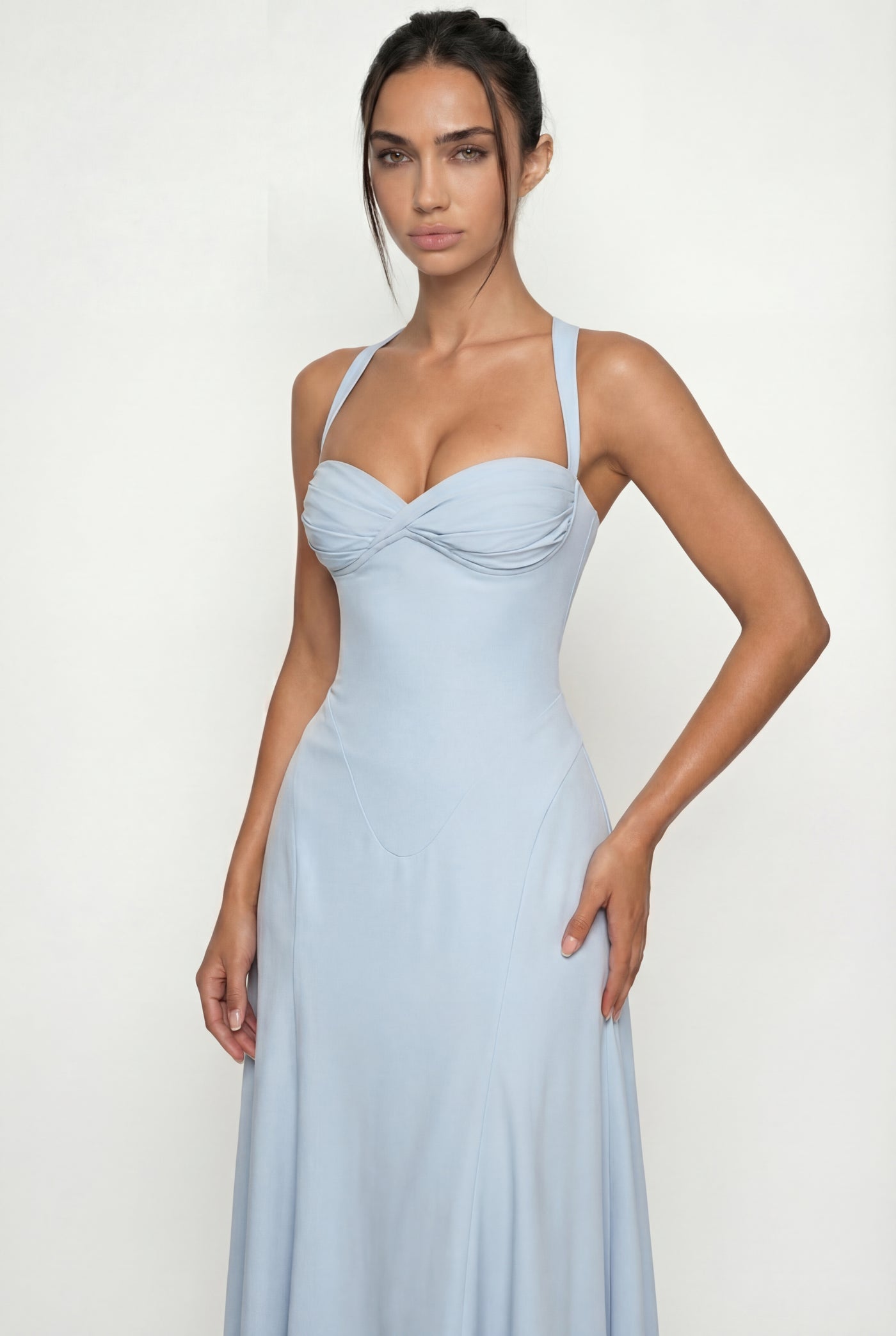 Jasiel Corset Back Maxi Dress  – Blue