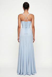 Jasiel Corset Back Maxi Dress  – Blue