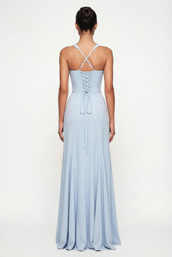 Jasiel Corset Back Maxi Dress  – Blue