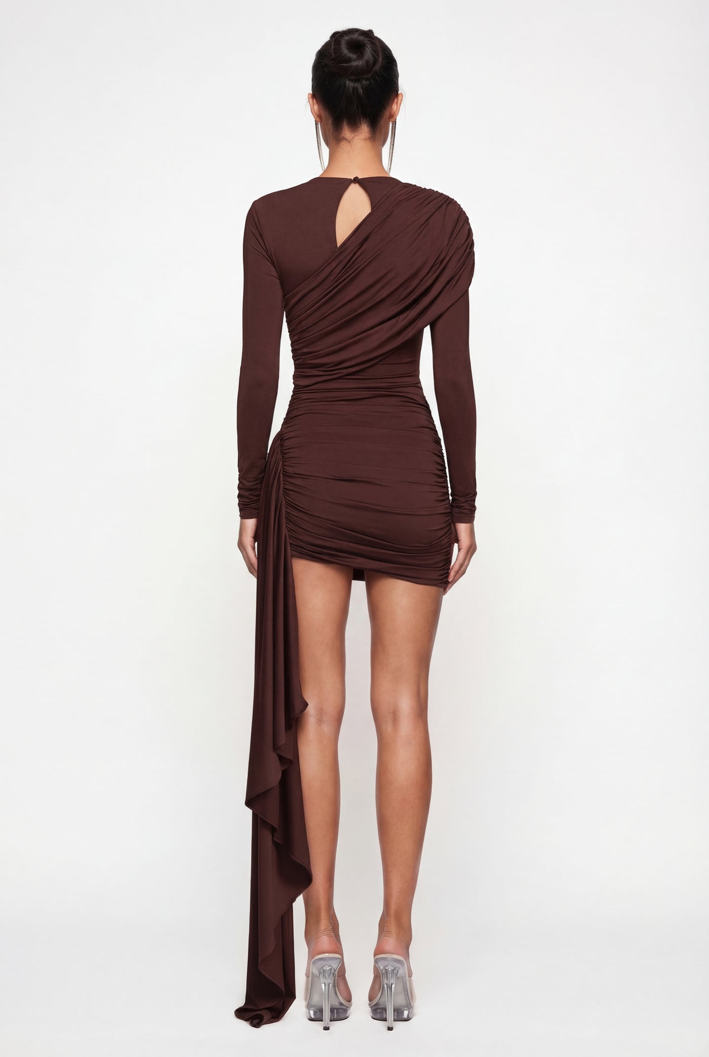 Alice Draped Sculpt Mini Dress - Brown